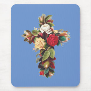 Tapis De Souris Croix de roses Le symbole de la Croix de rose rosi