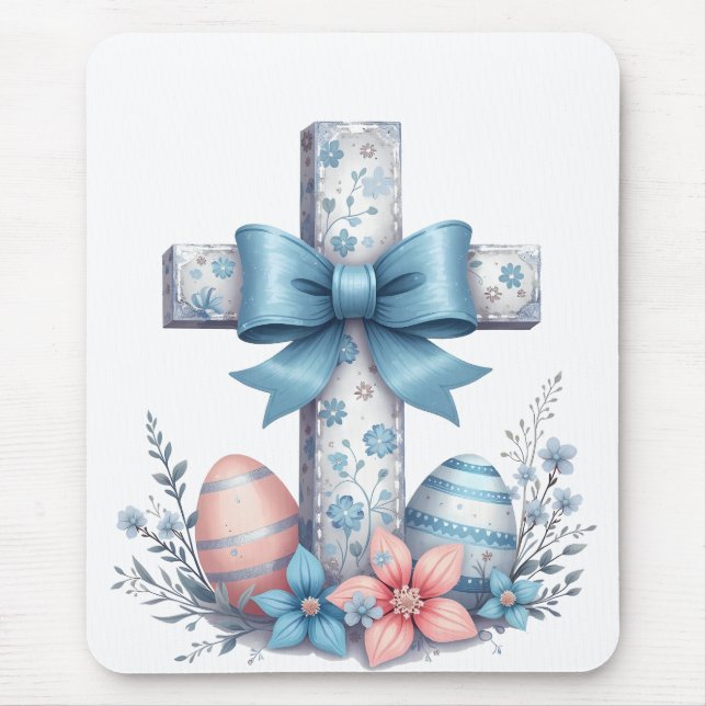 Tapis De Souris Croix florale Coquette Jésus Bow Religion chrétien (Devant)