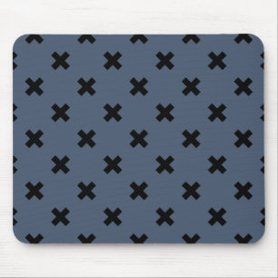 Tapis De Souris Croix noire coutures sur bleu-gris