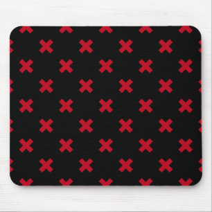 Tapis De Souris Croix rouge coutures sur noir