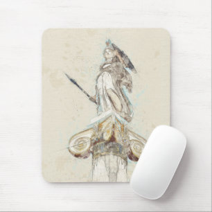 Tapis De Souris Croquis de Statue d'Athéna, Grèce Art du voyage