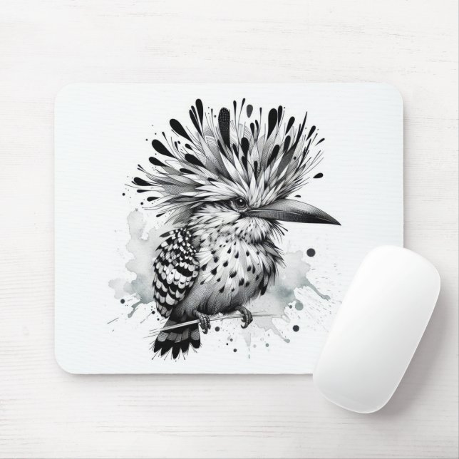 Tapis De Souris Croquis d'encre d'oiseau (Avec souris)