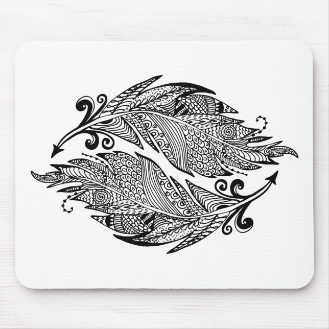 Tapis De Souris Croquis inspiré des plumes (Devant)