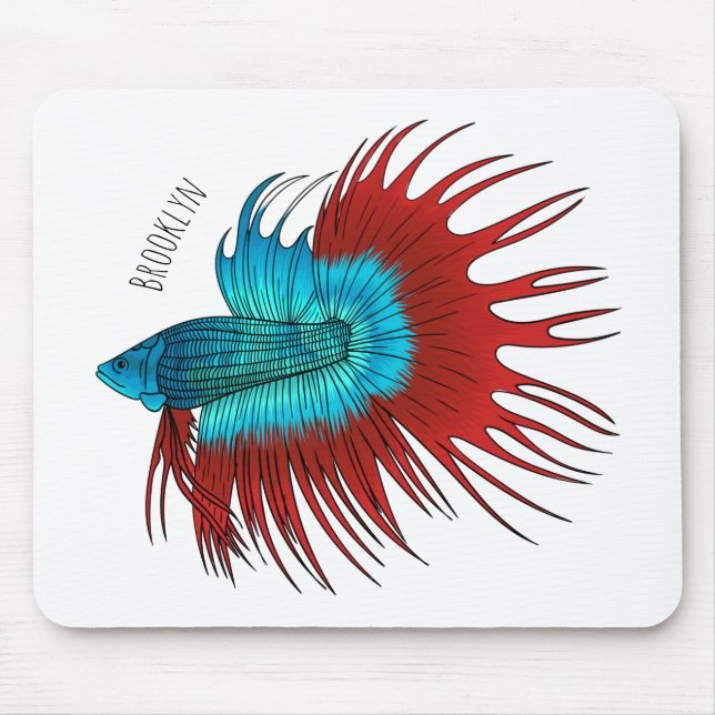 Tapis De Souris Crowntail betta fish dessin animé (Devant)