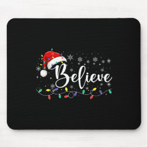 Tapis De Souris Croyez Noël Lumières Rouge Noël Chapeau Noël Famil