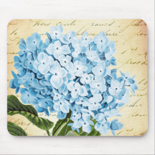 Tapis De Souris Cru bleu de fleur d'hortensia botanique