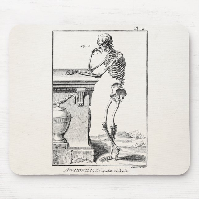 Tapis De Souris Cru pensant l'anatomie Médicale squelettique (Devant)