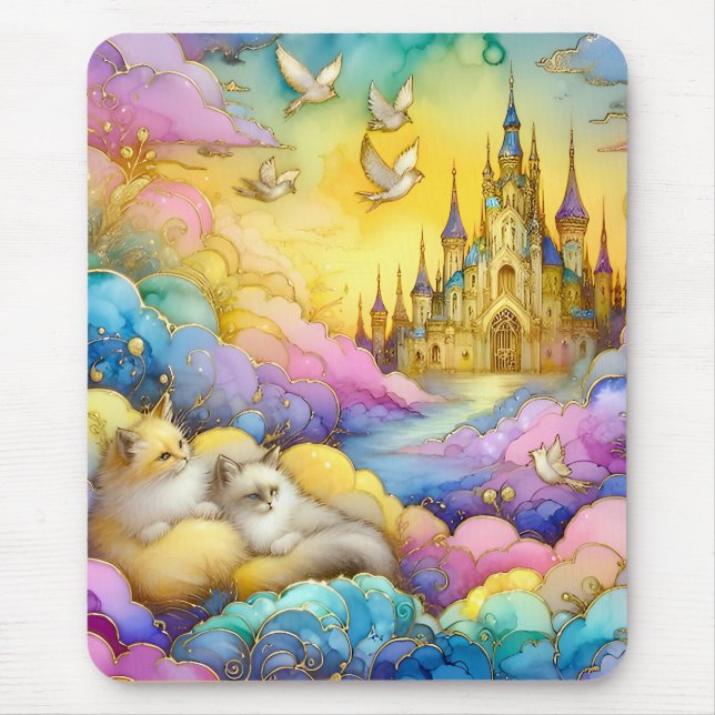 Tapis De Souris ~Crystal Castle Nuages Kittens ~ Mousepad (Devant)