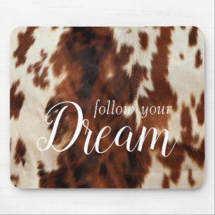Tapis De Souris Cuir de vache couleur crème marron