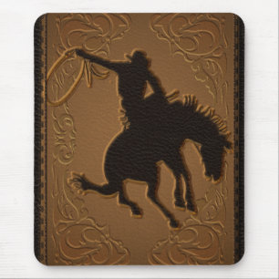 Tapis De Souris Cuir Western Wild West Rustique Campagne Cowboy