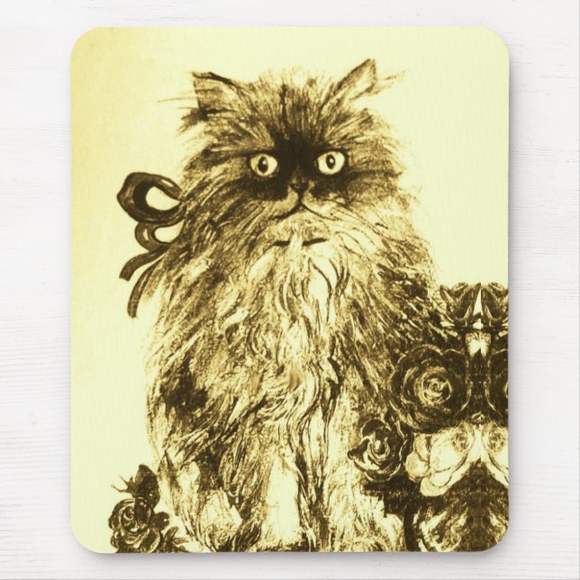 Tapis De Souris CUISINE AVEC ROSE, Brown et blanc (Devant)