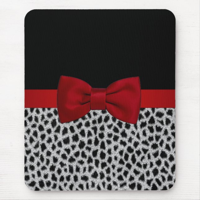 Tapis De Souris Cuisine élégante peau de léopard noir et blanc (Devant)