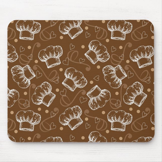Tapis De Souris Cuisson du motif avec le casquette de chef (Devant)