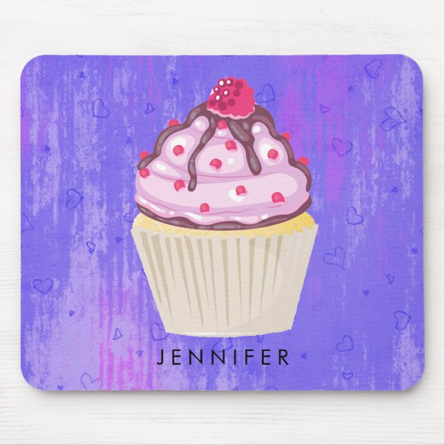 Tapis De Souris Cupcake sucré avec framboise sur le dessus (Devant)