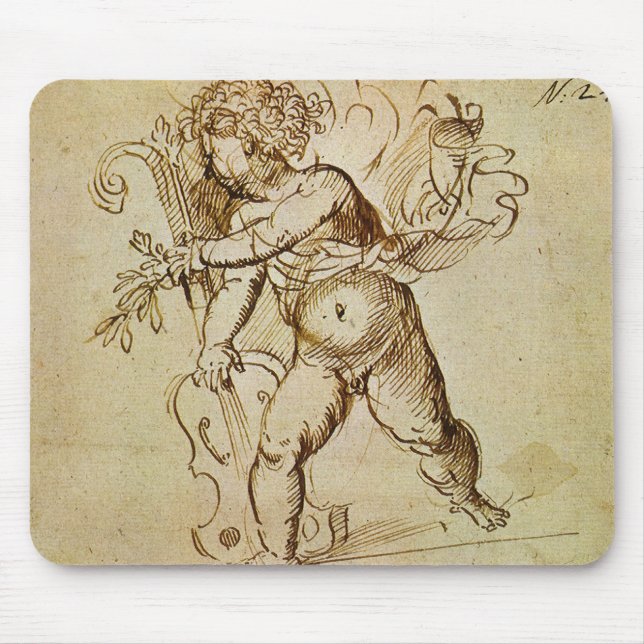 Tapis De Souris Cupid avec un violon par Domenico Campagnola (Devant)
