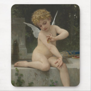 Tapis De Souris Cupidé avec papillon (par Bouguereau)