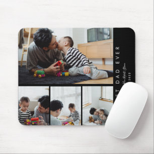 Tapis De Souris Custom 4 Photo Collage Best Dad Ever Monogrammed