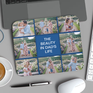 Tapis De Souris Custom 8 Photo Collage - Personalized Dad Gift