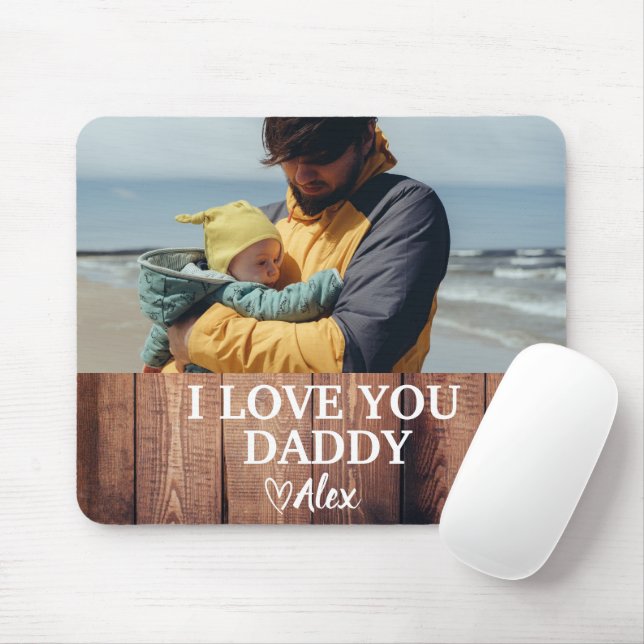 Tapis de souris Custom Daddy, Je t'aime Papa Photo (Avec souris)