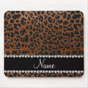 Tapis De Souris Custom name chocolate brown glitter leopard print