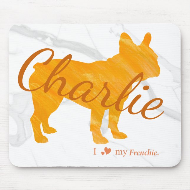 Tapis De Souris Custom Pastel Orange French Bulldog - Frenchie (Devant)