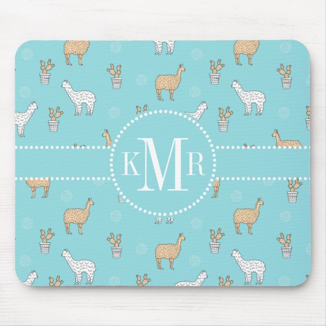 Tapis De Souris Cute Alpaca Llama Cactus Motif (Devant)