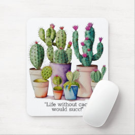 Tapis De Souris Cute aquarelle cactus succulents dans les pots