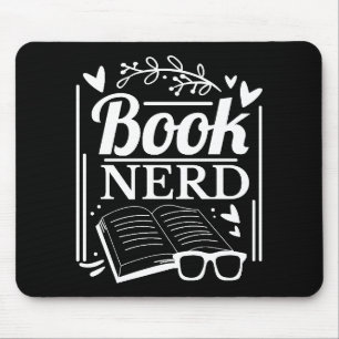 Tapis De Souris Cute Black White Book Nerd Bookworm