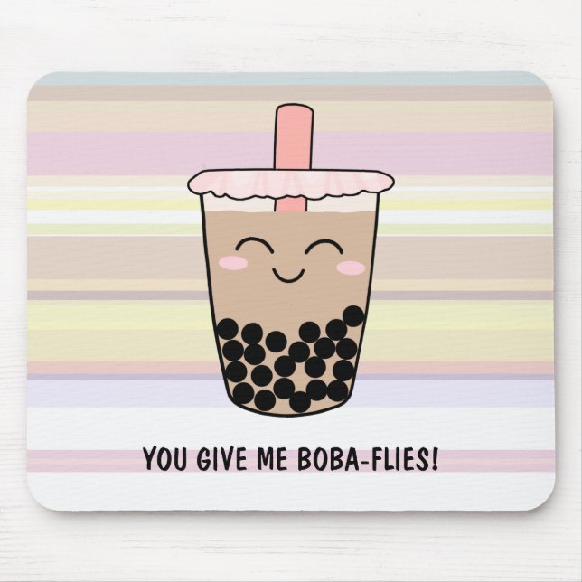 Tapis De Souris Cute Boba Milk Tea Pun (Devant)