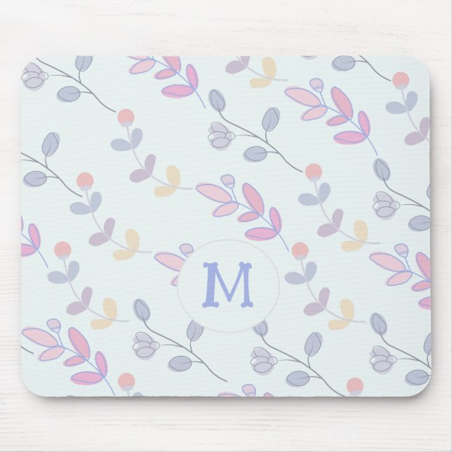 Tapis De Souris Cute Botanique Pastel Feuille Motif (Devant)