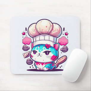 Tapis De Souris Cute boulangère Chef Chat Kitten avec pain  