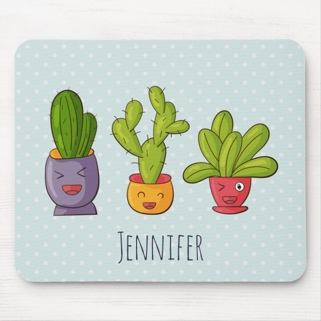 Tapis De Souris Cute Cactus Nature Succulents Motif (Devant)