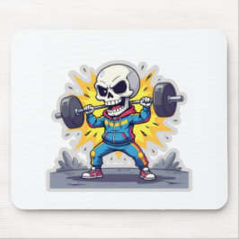 Tapis De Souris “Cute Cartoon Skeleton Weightlifter • Funny Gym Ba
