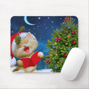 Tapis De Souris Cute Cat à Santa Claus a dessiné