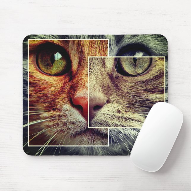 Tapis De Souris Cute Chat Visage Collage Mousepad (Avec souris)