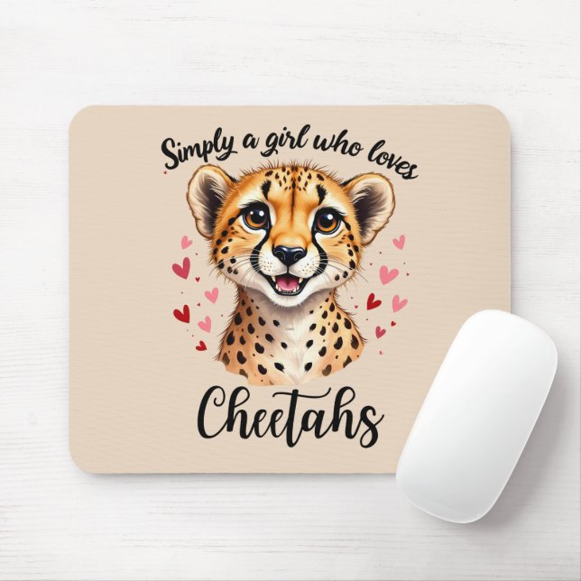 Tapis De Souris Cute Cheetah Lover Faune Art avec accents de coeur (Avec souris)