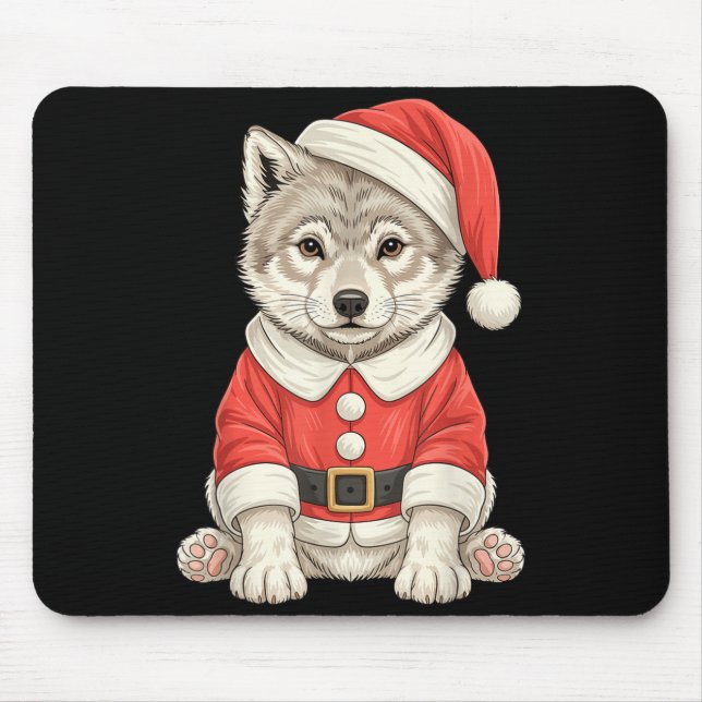 Tapis De Souris Cute Christmas Wolf Santa  (Devant)