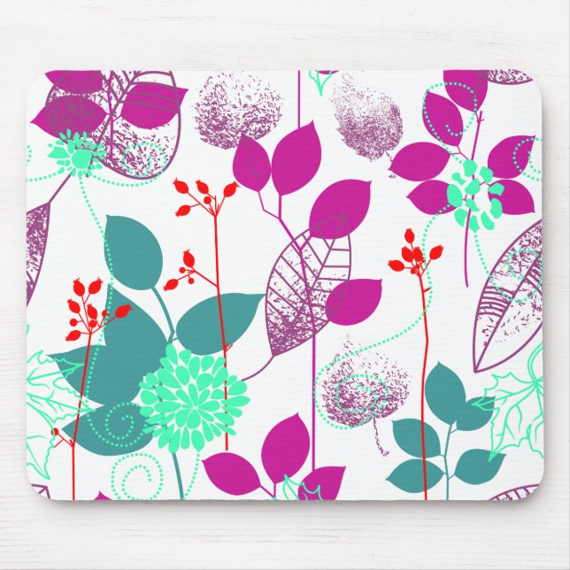 Tapis De Souris Cute Cool Retro Elégant Aqua Floral (Devant)