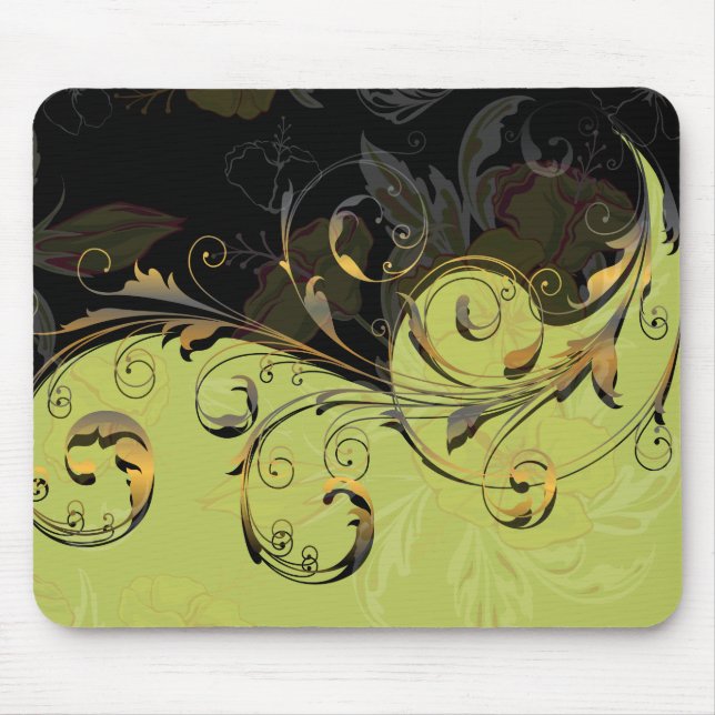 Tapis De Souris Cute Cool Retro Élégant or Floral (Devant)