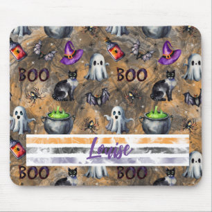 TAPIS DE SOURIS CUTE COULEUR D'EAU HALLOWEEN GHOSTS CATS BATS