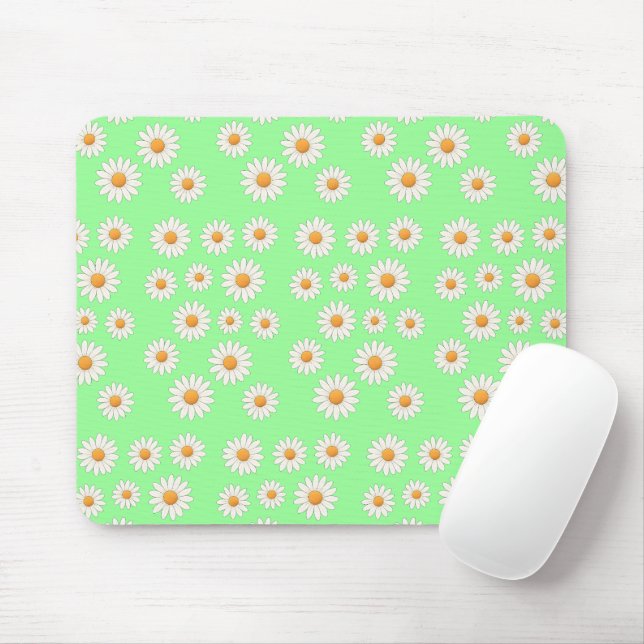 Tapis De Souris Cute Daisy Floral - Accessoire de bureau esthétiqu (Avec souris)