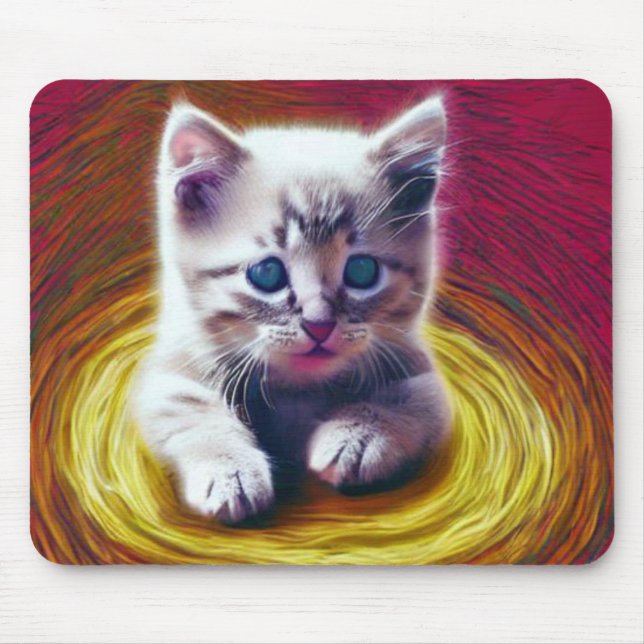 Tapis De Souris Cute effrayé chaton dans le portail (Devant)