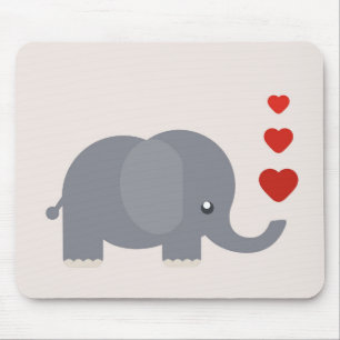 Tapis De Souris Cute elephant with hewhimsical love