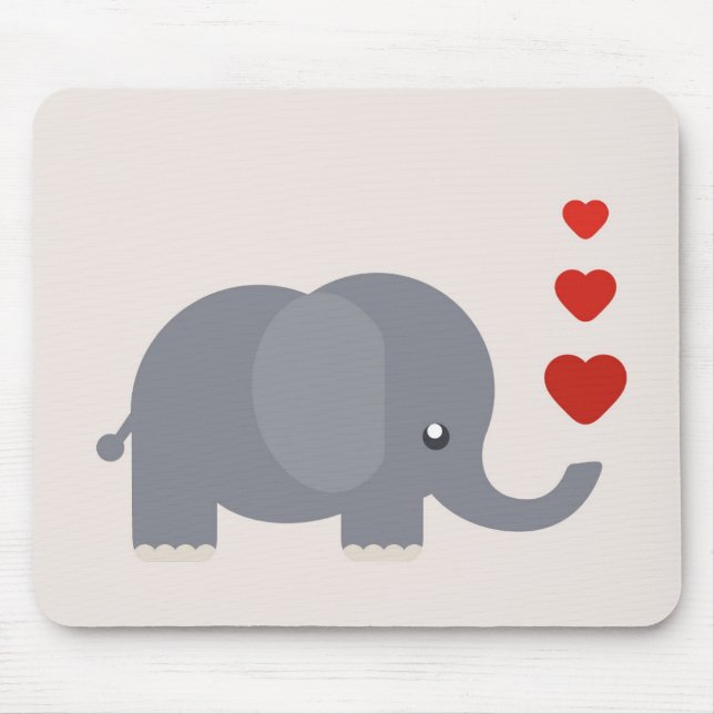Tapis De Souris Cute elephant with hewhimsical love (Devant)