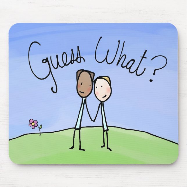 Tapis De Souris Cute Gay Couple Devinez Quoi (Devant)