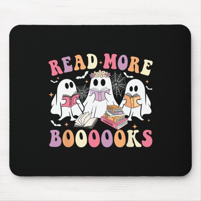 Tapis De Souris Cute Ghost Book Lire plus Livres Drôle Enseignants (Devant)