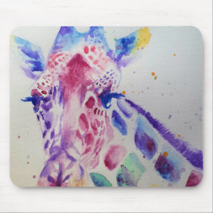 Tapis De Souris Cute Giraffe Aquarelle Peinture Souris Mat floral