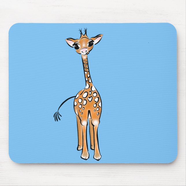 Tapis De Souris Cute Giraffe dessin animaux safari bleu (Devant)