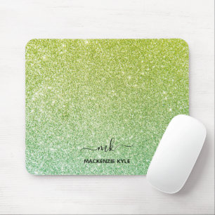 Tapis De Souris Cute Girl Green Ombre Parties scintillant Pad