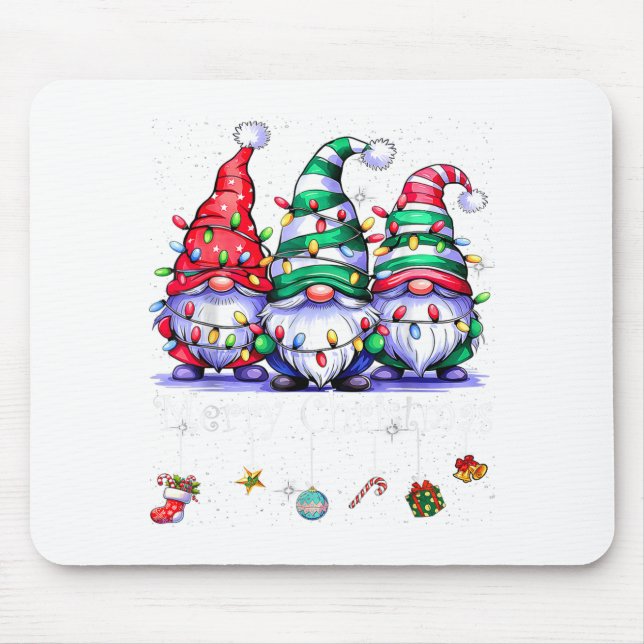 Tapis De Souris Cute Gnomes Merry Christmas Light Family Gnome Xma (Devant)